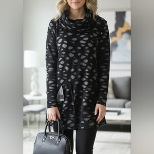 Ali Miles L Distressed Cowl Neck Top